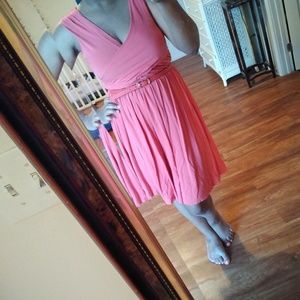 Coral faux wrap dress